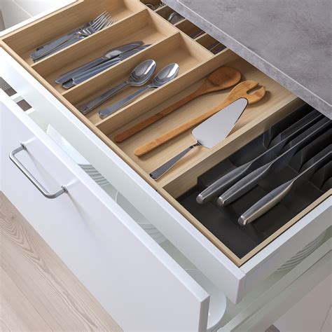 UPPDATERA cutlery tray/tray with knife rack, light bamboo, 72x50 cm - IKEA