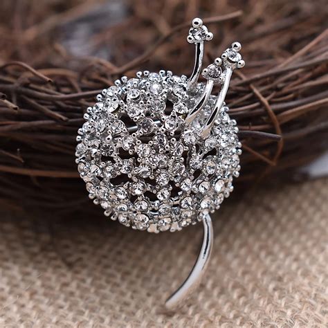 Zircon Dandelion Flower broches silver Wedding brooches for women party ...