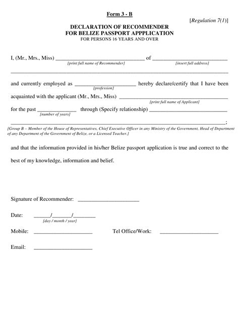 Belize Passport Application Form 3 - Printable Form 2024