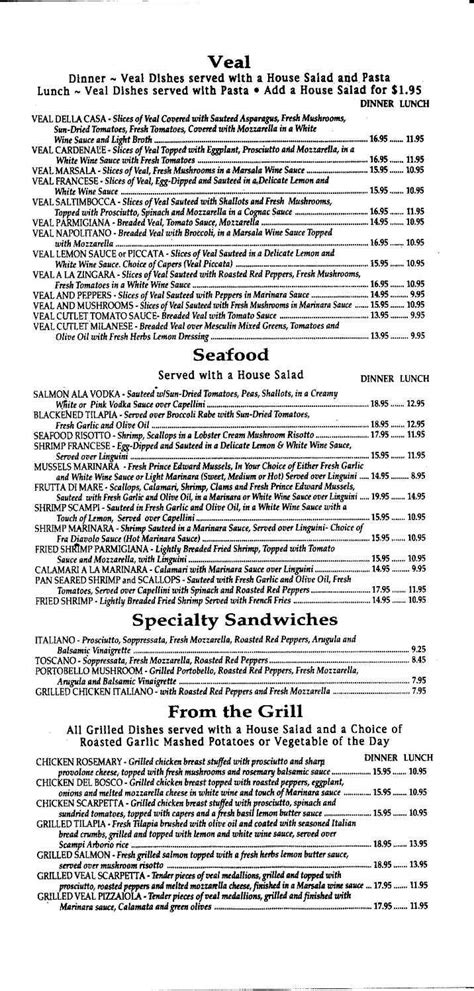 Menu of La Scarpetta Italian Restaurant in West Long Branch, NJ 07764