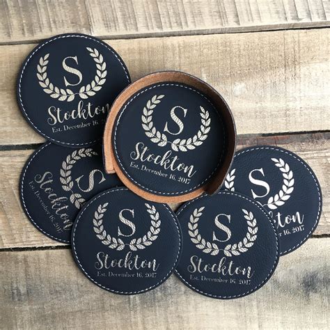 Custom Bar Coasters Leather Coaster Set Custom Coasters