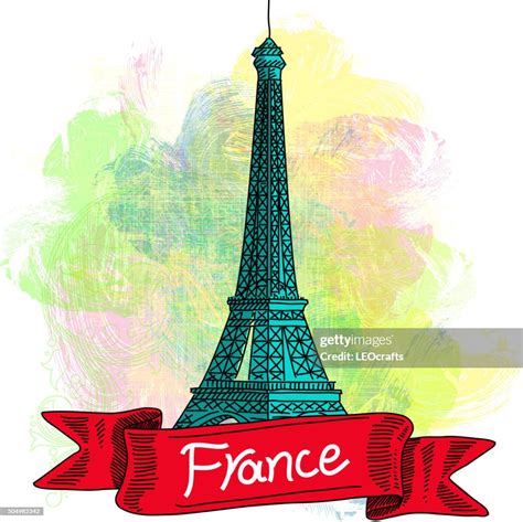 Eiffel Tower France Drawing Vector Art | Getty Images