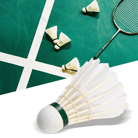 12 Pack Goose Feather Badminton Shuttlecocks Badminton Shuttlecock Birdies Balls White Badminton ...