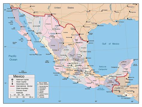 Detailed political and administrative map of Mexico with major cities and roads | Vidiani.com ...