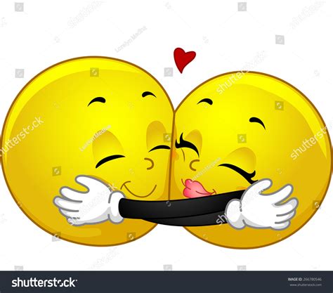 Mascot Illustration Pair Smileys Hugging Stock Vector 266780546 - Shutterstock