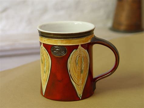Christmas Gift Large Pottery Mug - Handmade Red Ceramic Mug - 18-ounce ...
