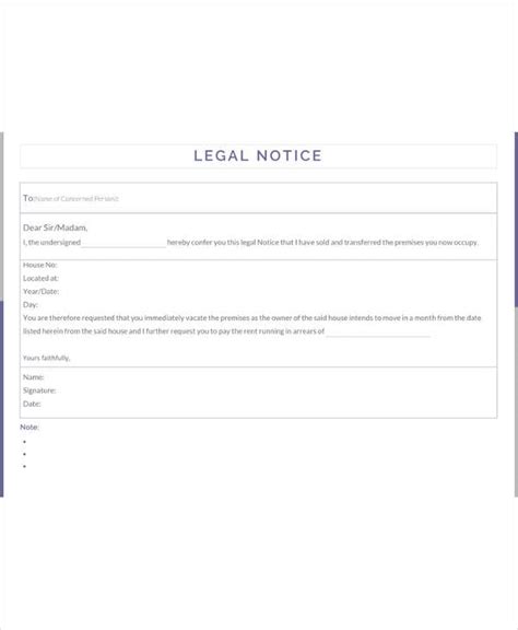 Website Legal Notice Template