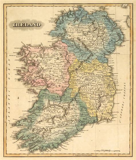 Historical map of Ireland Old map restored fine | Etsy