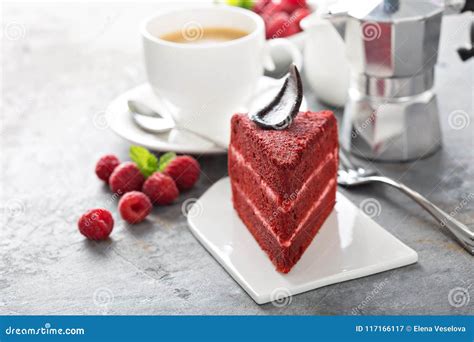 Red velvet cake slice stock image. Image of decoration - 117166117