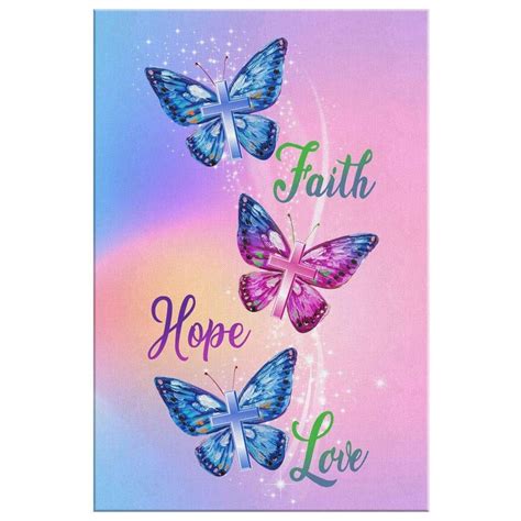 Christian Wall Art - Faith Hope Love Butterfly Canvas Art - 8 x 12 | Butterfly art, Butterfly ...