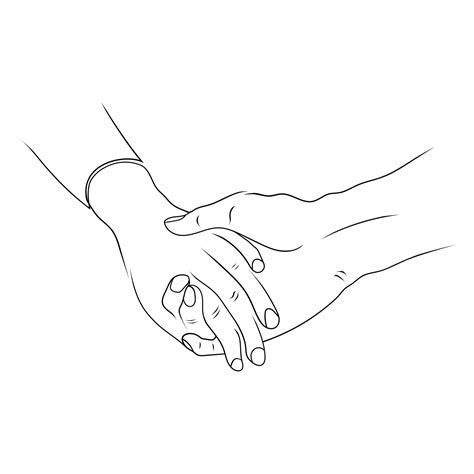 Hold two hand line art drawing style, the hand sketch black linear isolated on white background ...