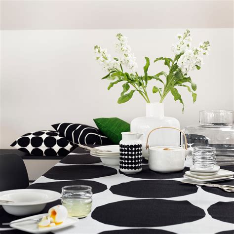 Marimekko Kivet White / Black Tablecloth - Marimekko Tablecloths & Runners