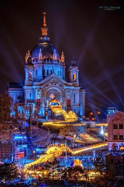 St. Paul Cathedral - Crashed Ice during St. Paul Winter Carnival ...