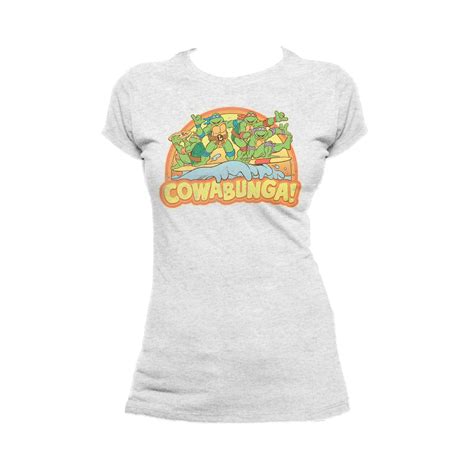 TMNT Gang Retro Cowabunga Official Women's T-Shirt (Heather Grey) | T ...