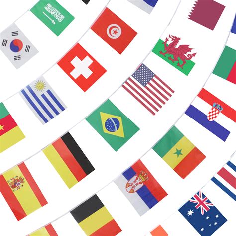 2022 World Cup 32 Countries 33 Feet String Flags (8x12 Inch) Anley Flags | Set String Flags ...