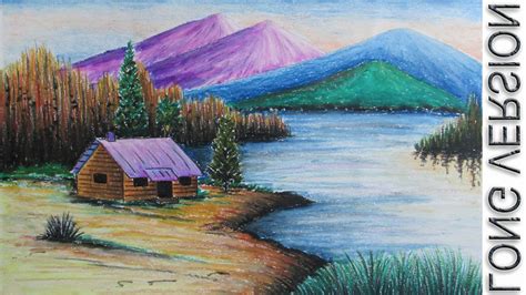 Farjana Drawing Oil Pastel Village Nature Scenery Drawing - deamory-otrasadicciones