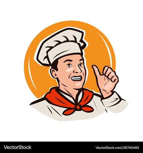 Funny chef menu restaurant food logo or label Vector Image