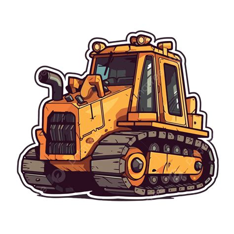 Cartoon Bulldozer Sticker Design Vector Clipart, Bulldozer, Sticker ...