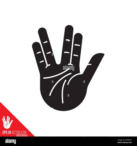 Vulcan salute hand gesture vector glyph icon. Science Fiction appreciation symbol Stock Vector ...