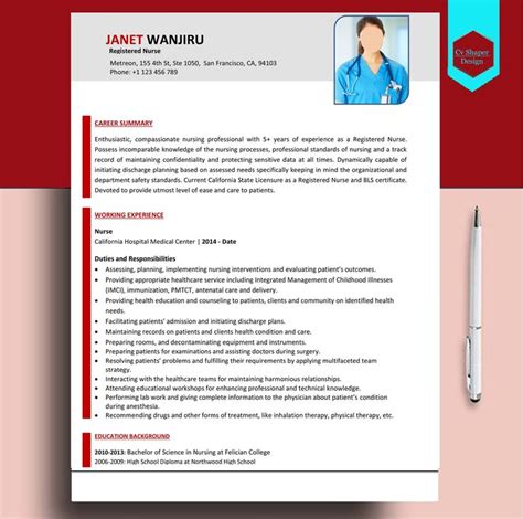 Nurse CV | Nursing resume template, Cv template word, Word template