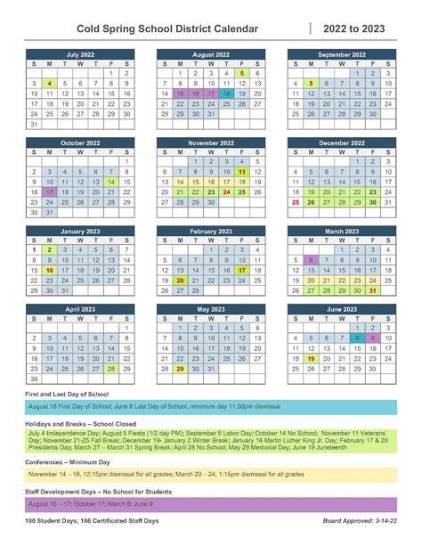 District Calendar | Cold Spring School District