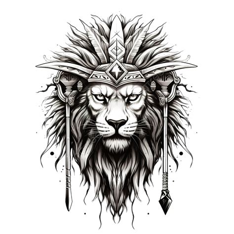 African Warrior Spear Lion Tattoo, Tattoo, Traditional Tattoo, African PNG Transparent Image and ...