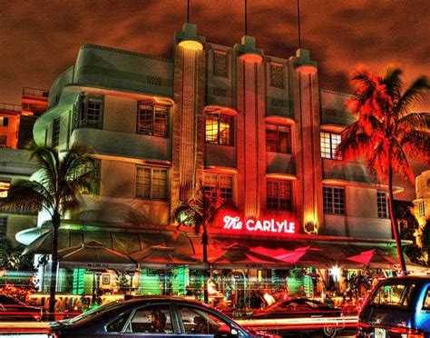 Carlyle Hotel Ocean Drive Art Deco Architecture Night Photography Print Miami Beach by Roman ...