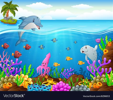 Cartoon fish under the sea Royalty Free Vector Image