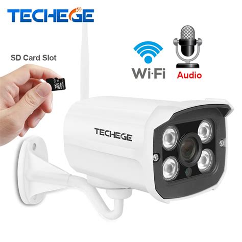 Techege HD 1080P Wireless SD Card Slot Audio Camera 2.0MP wifi Security Camera IR Night Vision ...