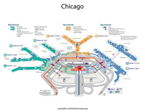 Chicago Airport Map | Chicago O'Hare Airport Map Terminals