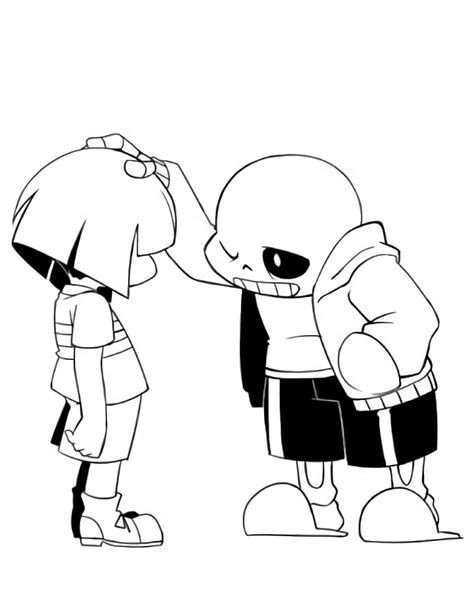 Sans and Frisk Undertale Coloring Page - Free Printable Coloring Pages for Kids