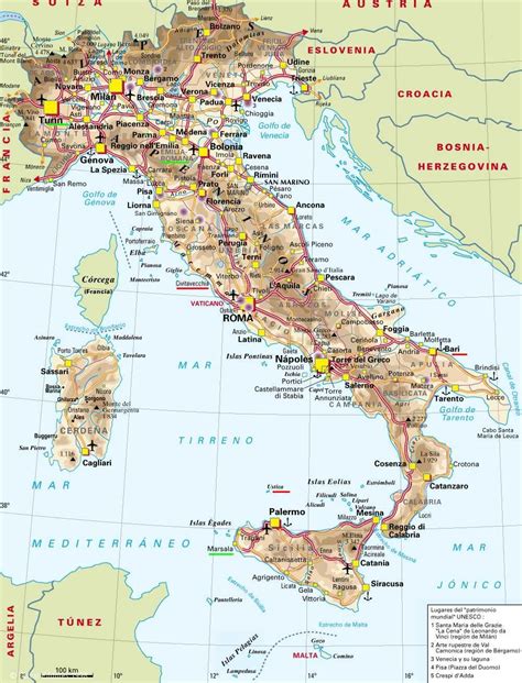 Mapa de Italia (en español) / Map of Italy (in spanish) | Mapa de ...