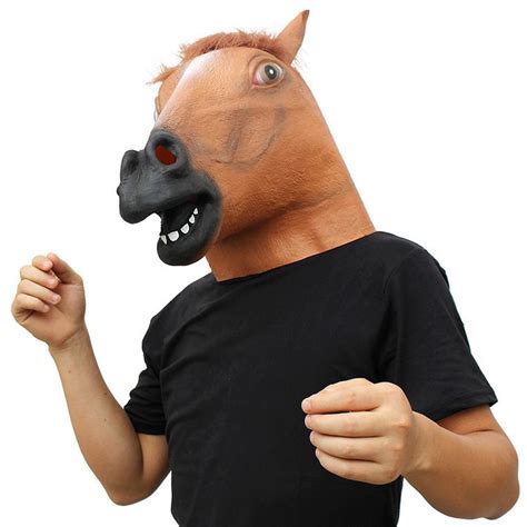 Halloween Creepy Horse Mask Styling Props Ball Party Horse Head Mask Latex Game Funny Party ...