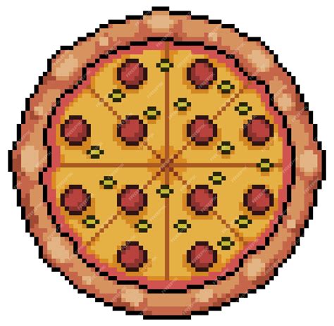 Premium Vector | Pixel Art Pizza with pepperoni and cheese. bit game icon