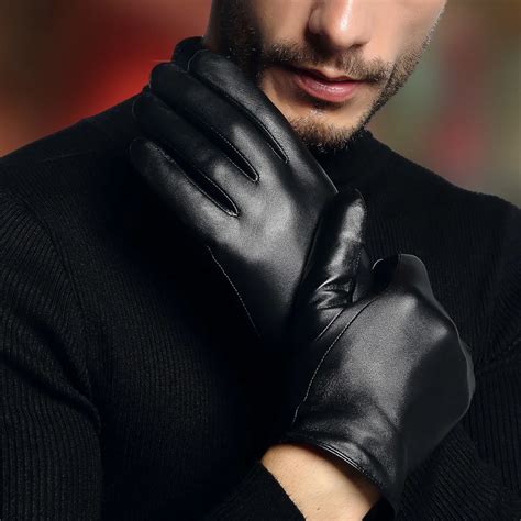 2019 Genuine Leather Gloves Male Simple Black Sheepskin Gloves Spring ...