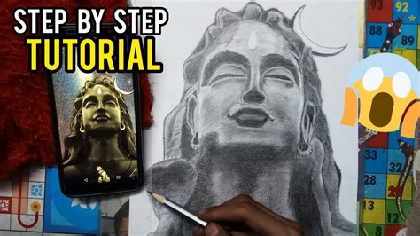 How to draw Adiyogi Shiva Sketch | Lord Shiva Drawing | Step by Step ...