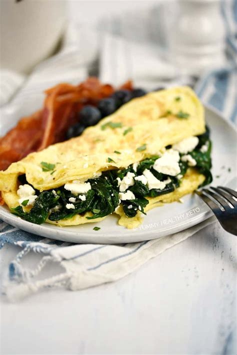 Spinach and Feta Omelette - Yummy Healthy Keto