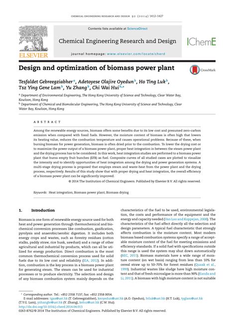 (PDF) Design and Optimization of Biomass Power Plant