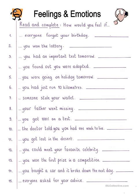 Read and Complete - Feelings | Reading comprehension worksheets ...