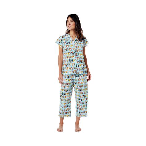 The Cat's Pajamas - Flower Kitty Poplin Capri Pajamas - Sleep Like Boots