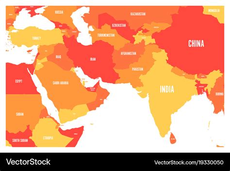 Political map south asia and middle east Vector Image