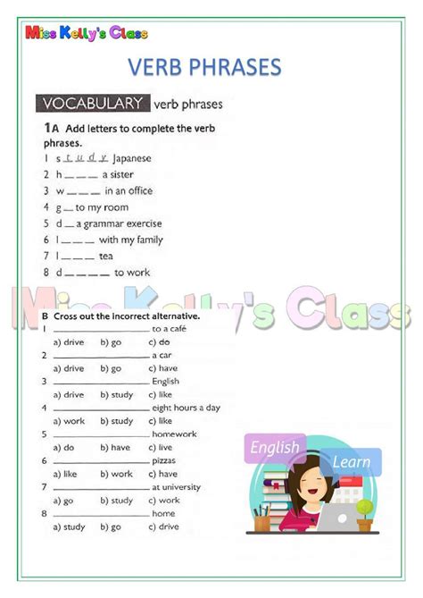 Free verb phrase worksheet, Download Free verb phrase worksheet png images, Free Worksheets on ...