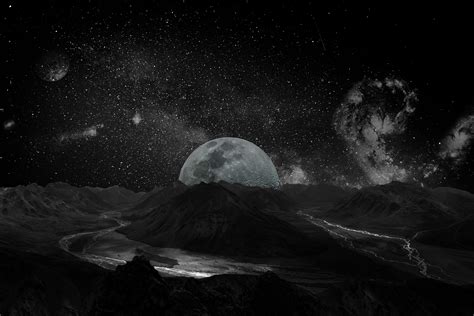 Black and white universe print art, deep space universe artwork ...