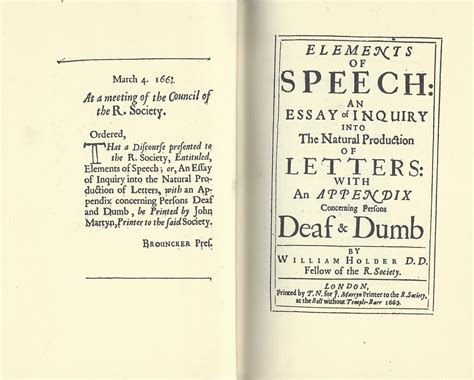 Elements of speech, etc. A facsimile of the edition of 1669 par Holder, William: Very Good+ ...