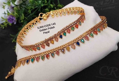 Golden Polish LCD Stone Traditional Payal For Women Jewellery at Rs 700 ...