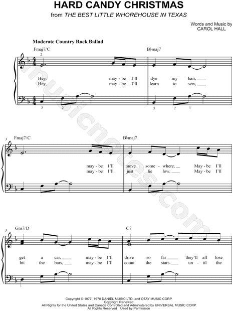 Dolly Parton "Hard Candy Christmas" Sheet Music (Easy Piano) in F Major ...