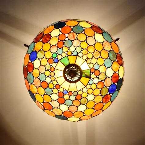 Wholesale Tiffany Style Stained Glass Ceiling Lights 26 Inches European Retro Art Decorative ...