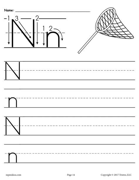 FREE Printable Letter N Handwriting Worksheet! – SupplyMe