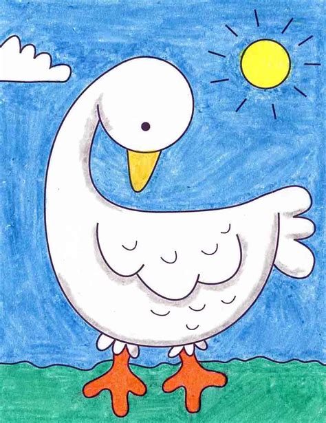 Easy How to Draw a Goose Tutorial and Goose Coloring Page