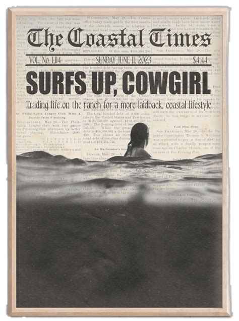 Coastal Cowgirl Decor Black and White Newspaper Print Western Wall Art ...